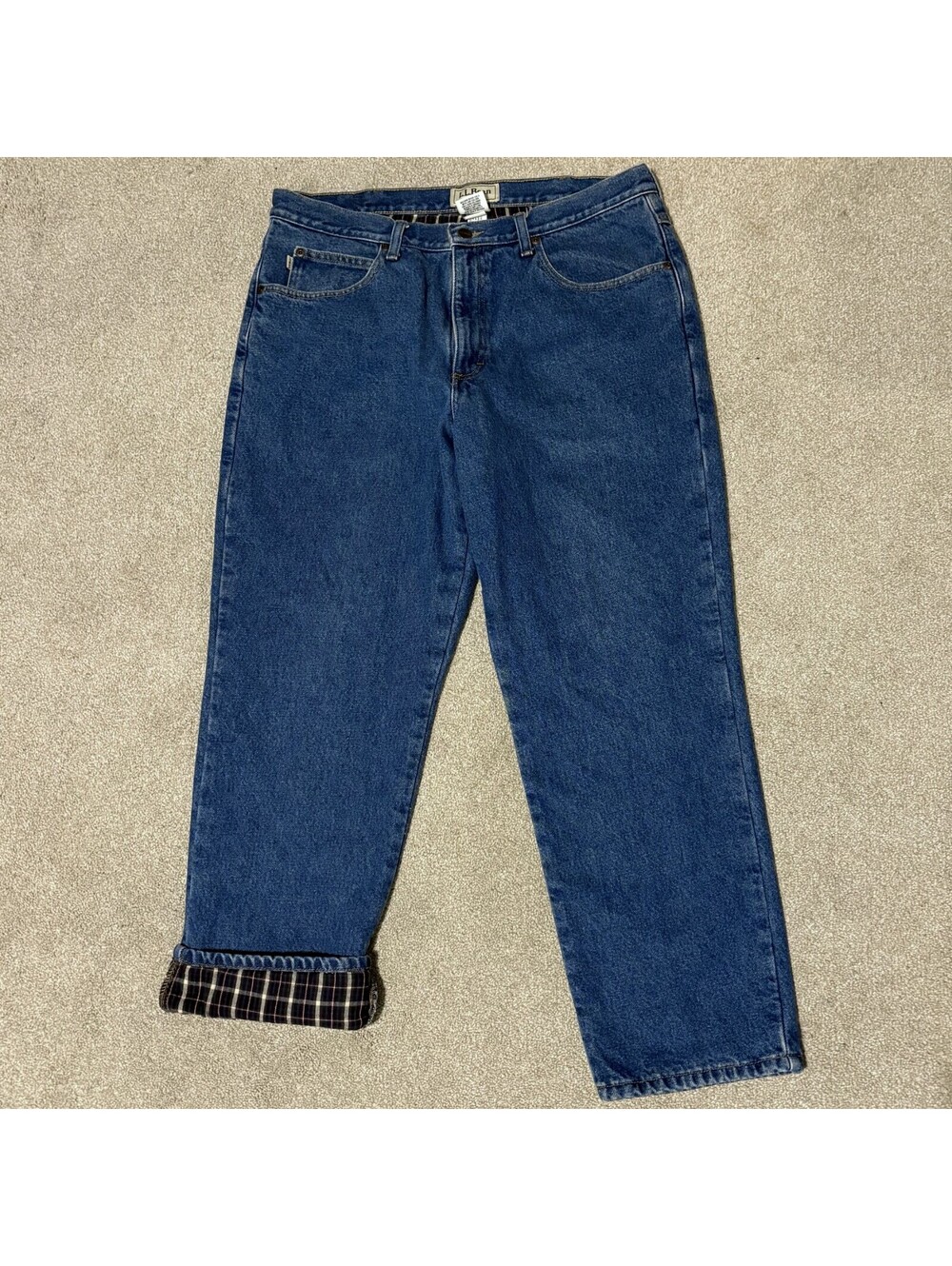 VTG LL Bean Flannel Lined Jeans Men’s 36x29 Double L Classic Fit Workwear Denim